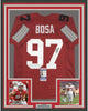 Framed Autographed/Signed Joey Bosa 35x39 Ohio State Red College Football Jersey JSA COA
