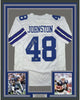 Framed Autographed/Signed Daryl Moose Johnston 35x39 Dallas White Football Jersey Beckett BAS COA