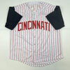 Autographed/Signed Pete Rose Hit King Cincinnati Pinstripe Baseball Jersey JSA COA