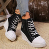 Women's Canvas Wedge Platform Lace-Up Sneakers by FitiqueFit