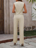 Button Down V-Neck Vest and Pants Set