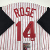 Autographed/Signed Pete Rose Cincinnati Pinstripe Baseball Jersey JSA COA