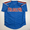 Autographed/Signed Mike Schmidt Philadelphia Retro Blue Baseball Jersey GTSM COA Hologram Only