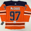 Autographed/Signed Connor McDavid Edmonton Orange Hockey Jersey Beckett BAS COA