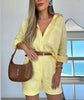 Women's Casual Long-Sleeve Shirt & Shorts Set – Cotton 2-Piece by FitiqueFit