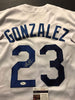 Autographed/Signed Adrian Gonzalez Los Angeles Dodgers White Baseball Jersey JSA COA