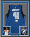 Framed Autographed/Signed Dirk Nowitzki 35x39 Dallas Blue Basketball Jersey PSA/DNA COA