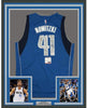Framed Autographed/Signed Dirk Nowitzki 35x39 Dallas Blue Basketball Jersey PSA/DNA COA