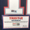 Framed Autographed/Signed Tom Brady 35x39 New England Patriots Blue Authentic Nike Game Football Jersey Tristar COA