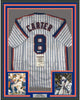 Framed Autographed/Signed Gary Carter 35x39 New York Pinstripe Baseball Jersey JSA COA
