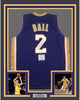 Framed Autographed/Signed Lonzo Ball 35x39 Los Angeles LA Purple Basketball Jersey Beckett BAS COA