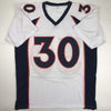 Autographed/Signed Phillip Lindsay Denver White Football Jersey JSA COA