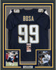 Framed Autographed/Signed Joey Bosa 35x39 Los Angeles LA Dark Blue Football Jersey JSA COA