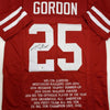 Autographed/Signed Melvin Gordon III Wisconsin Red Stat College Football Jersey Athlete Hologram COA