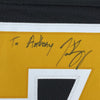 Autographed/Signed Patrice Bergeron Personalized To Anthony Boston Bruins Black Hockey Jersey JSA COA