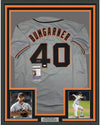 Framed Autographed/Signed Madison Bumgarner 35x39 San Francisco Grey Baseball Jersey JSA COA