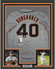 Framed Autographed/Signed Madison Bumgarner 35x39 San Francisco Grey Baseball Jersey JSA COA