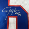 Framed Autographed/Signed Lawrence Taylor HOF 99 35x39 New York White Football Jersey JSA COA