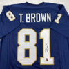 Autographed/Signed Tim Brown Notre Dame Blue College Football Jersey GTSM COA Holo Only