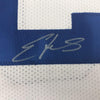 Framed Autographed/Signed Edgerrin James 35x39 Indianapolis White Football Jersey JSA COA