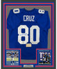 Framed Autographed/Signed Victor Cruz 35x39 New York Blue Football Jersey Steiner Sports COA