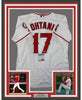 Framed Autographed/Signed Shohei Ohtani 35x39 Los Angeles LA Anaheim White Baseball Jersey PSA/DNA COA
