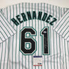 Autographed/Signed Livan Hernandez 97 WS MVP Florida Pinstripe Baseball Jersey PSA/DNA COA