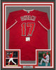 Framed Autographed/Signed Shohei Ohtani 35x39 Los Angeles LA Anaheim Red Baseball Jersey PSA/DNA COA