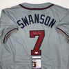 Autographed/Signed Dansby Swanson Atlanta Grey Baseball Jersey JSA COA