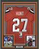 Framed Autographed/Signed Kareem Hunt 35x39 Cleveland Orange Football Jersey JSA COA