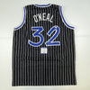 Autographed/Signed Shaquille Shaq O'Neal Orlando Black Pinstripe Basketball Jersey Beckett BAS COA