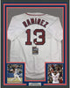 Framed Autographed/Signed Hanley Ramirez 35x39 Boston White Baseball Jersey JSA COA