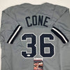 Autographed/Signed David Cone New York Grey Baseball Jersey JSA COA by Hall of Fame Sports Memorabilia