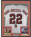 Framed Autographed/Signed Matt Breida 35x39 San Francisco White Football Jersey JSA COA