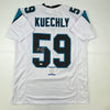 Autographed/Signed Luke Kuechly Carolina White Football Jersey Beckett BAS COA