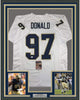 Framed Autographed/Signed Aaron Donald 35x39 Pittsburgh White College Football Jersey JSA COA