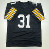 Autographed/Signed Donnie Shell HOF 2002 Pittsburgh Black Football Jersey Schwartz Sports COA
