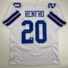 Autographed/Signed Mel Renfro HOF 96 Dallas White Football Jersey JSA COA