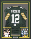 Framed Autographed/Signed Aaron Rodgers 35x39 Green Bay Green Football Jersey Beckett BAS COA