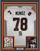 Framed Autographed/Signed Anthony Munoz HOF 98 35x39 Cincinnati White Football Jersey JSA COA by Hall of Fame Sports Memorabilia