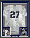 Framed Autographed/Signed Giancarlo Stanton 35x39 New York Pinstripe Baseball Jersey Beckett BAS COA