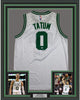 Framed Autographed/Signed Jayson Tatum 35x39 Boston White Basketball Jersey Beckett BAS COA