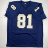 Autographed/Signed Tim Brown Notre Dame Blue College Football Jersey GTSM COA Holo Only