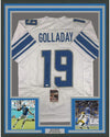 Framed Autographed/Signed Kenny Golladay 35x39 Detroit White Football Jersey JSA COA
