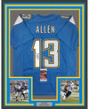 Framed Autographed/Signed Keenan Allen 35x39 Los Angeles LA Powder Blue Football Jersey JSA COA
