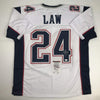 Autographed/Signed Ty Law New England White Football Jersey JSA COA