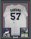 Framed Autographed/Signed Johan Santana 35x39 Minnesota Pinstripe Baseball Jersey Beckett BAS COA