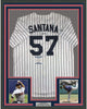 Framed Autographed/Signed Johan Santana 35x39 Minnesota Pinstripe Baseball Jersey Beckett BAS COA