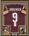 Framed Autographed/Signed Sonny Jurgensen HOF 83 35x39 Washington Burgundy Football Jersey JSA COA