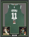 Framed Autographed/Signed Kyrie Irving 35x39 Boston Green Basketball Jersey JSA COA